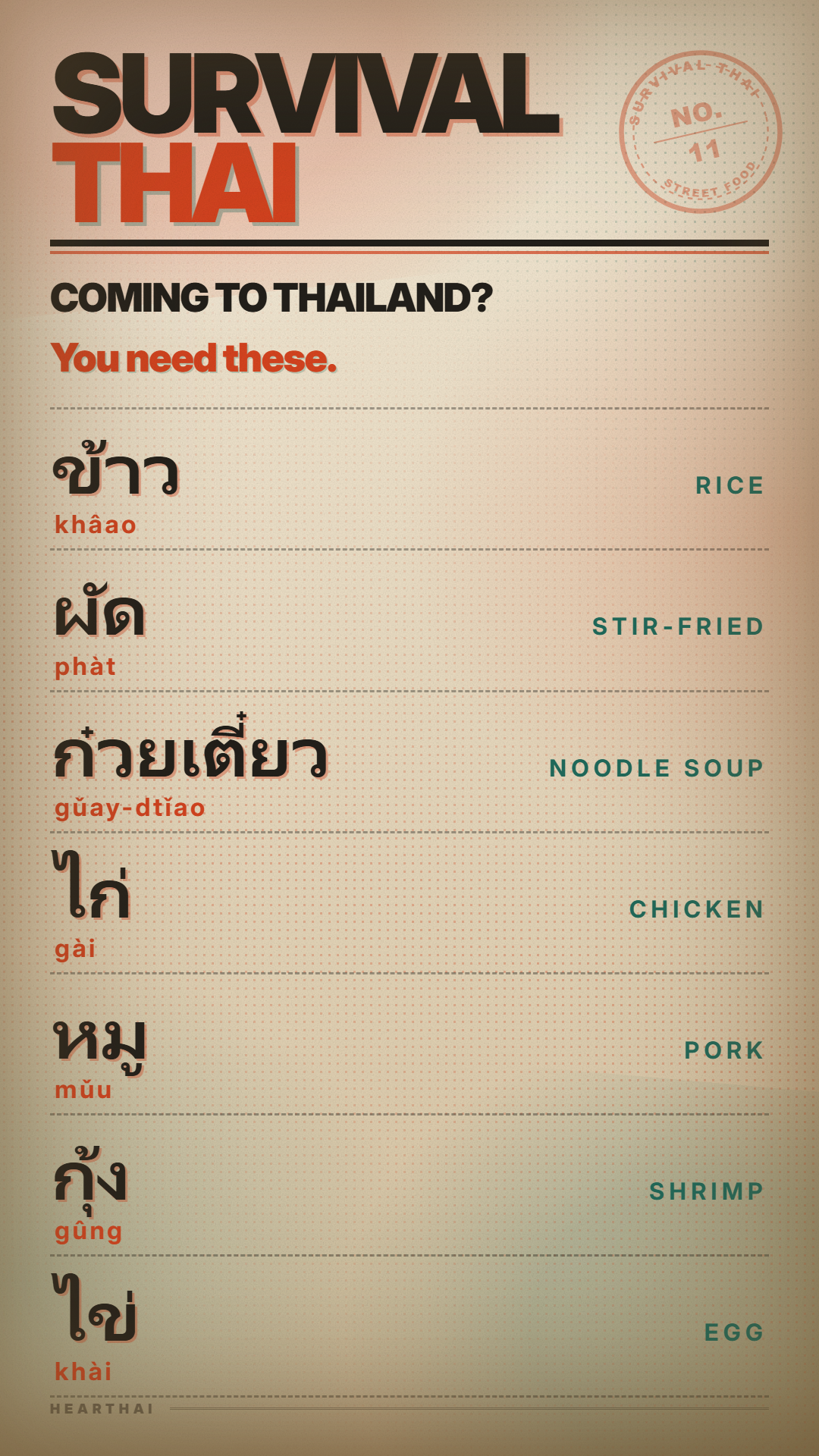 STREET FOOD reference card