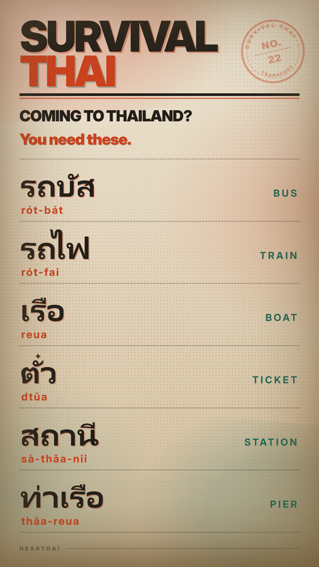 TRANSPORT reference card